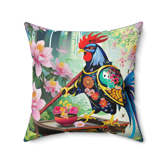 Cyberpunk Rooster Spun Polyester Square Pillow