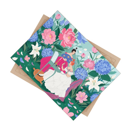 💎🌸 The Lady Of The Jeweled Garden Ceramic Tile – Art Deco Floral Elegance