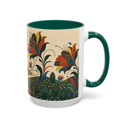 🌺🦋 The Enchanted Floral Voyage Colorful Mug – Art Deco Botanical Whimsy