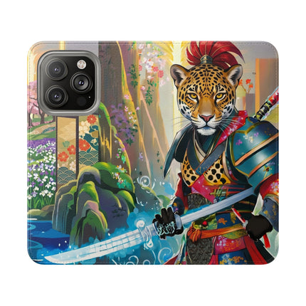 🐆⚔️ Circuit Samurai Jaguar Flip Case – Neon Power & Electric Honor