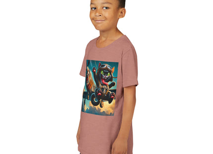 Parachuting Cat Commando Youth Short Sleeve Tee