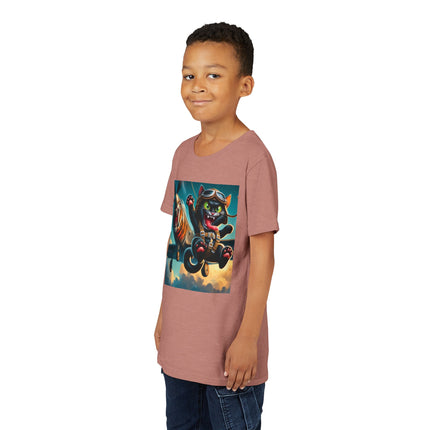 Parachuting Cat Commando Youth Short Sleeve Tee
