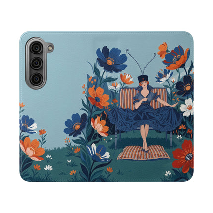 🌺🎩 The Lady Of The Grand Flower Garden Flip Case – Art Deco Floral Fantasy