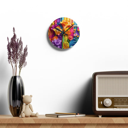 The Graceful Freesia Acrylic Wall Clock, Round and Square