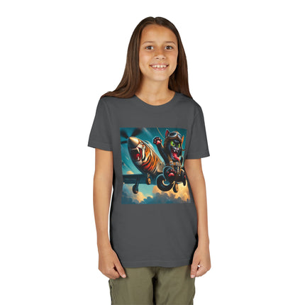 Parachuting Cat Commando Youth Short Sleeve Tee