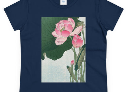 Blooming Lotus Flowers by Ohara Koson Women's Midweight Cotton Tee