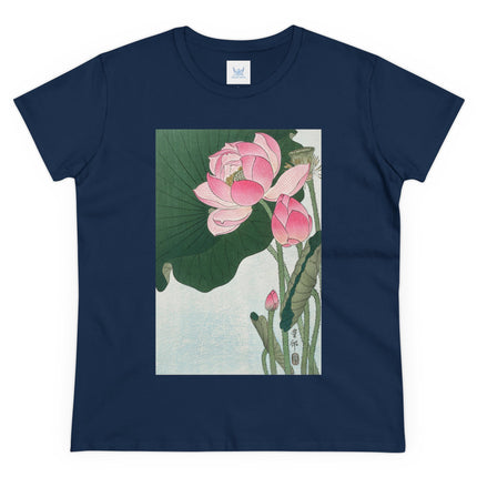 Blooming Lotus Flowers by Ohara Koson Women's Midweight Cotton Tee