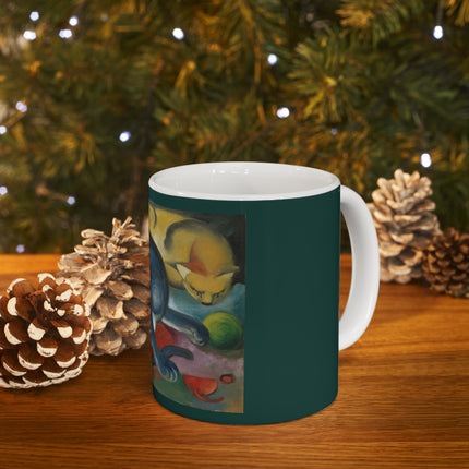 Two Cats, Blue and Yellow by Franz Marc Ceramic Mug 11oz