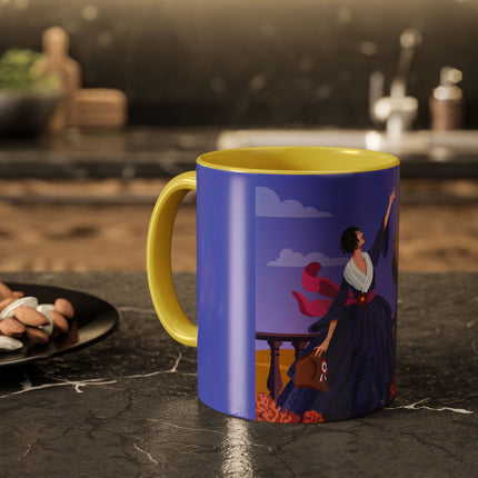 The Dawn Serenade Colorful Mug (11oz, 15oz) – Rooster Beauty, Morning Charm & Art Deco Elegance