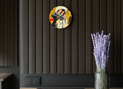 Golden Embrace Acrylic Wall Clock