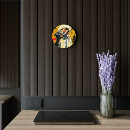 Golden Embrace Acrylic Wall Clock