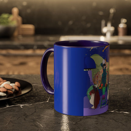 Wishes Beneath the Comet Sky Colorful Mug (11oz, 15oz) – Celestial Magic, Art Deco Elegance & Dreamy Wonder