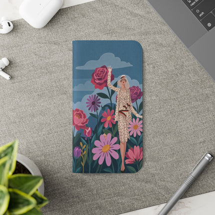 🌸☁️ The Lady Among The Giant Flowers Flip Case – Art Deco Floral Fantasy