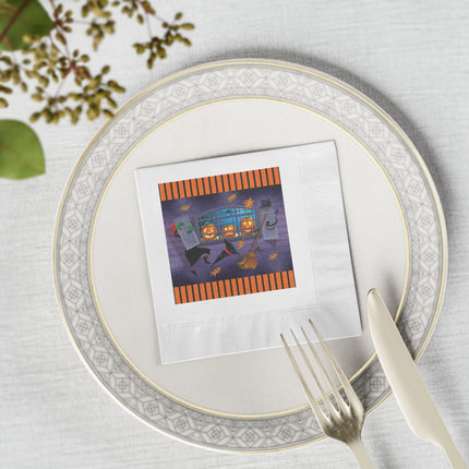 Whimsical Halloween Mischief White Coined Napkins