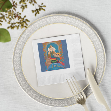 April & Diamond Zodiac White Coined Napkins
