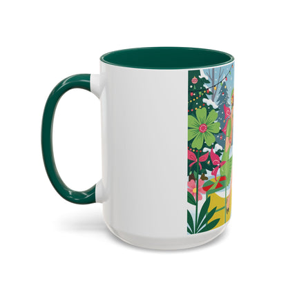 ☕🎄 Christmas Tea In The Snow Garden Colorful Mug – Art Deco Holiday Friendship