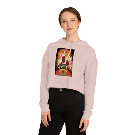 January & Garnet (from the Gem Series) by Sofia Chiostri Women’s Cropped Hooded Sweatshirt
