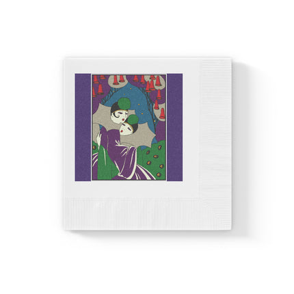 Two Pierrots White Coined Napkins
