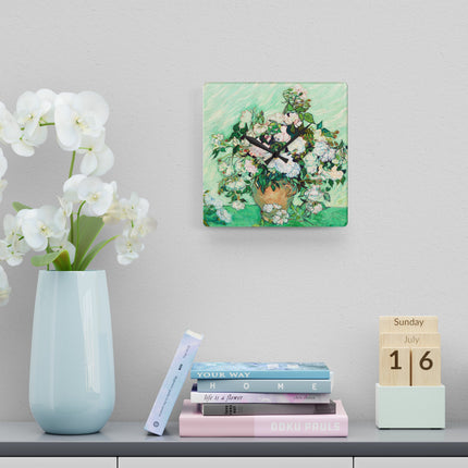 Roses by Vincent Van Gogh Acrylic Wall Clock, Round and Square