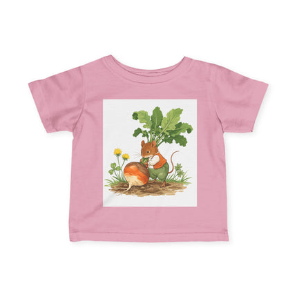 🐭🥕 The Little Garden Harvest Mouse Infant Fine Jersey Tee – Whimsical Woodland Charm