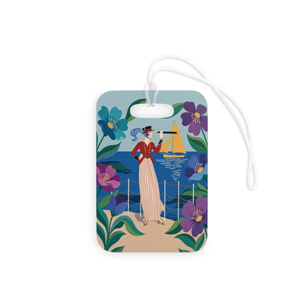 🌊🔭 The Lady Of The Seaside Lookout Luggage Tag – Art Deco Nautical Adventure