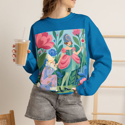 🌸🎭 The Garden Masquerade Crewneck Sweatshirt – Art Deco Floral Whimsy