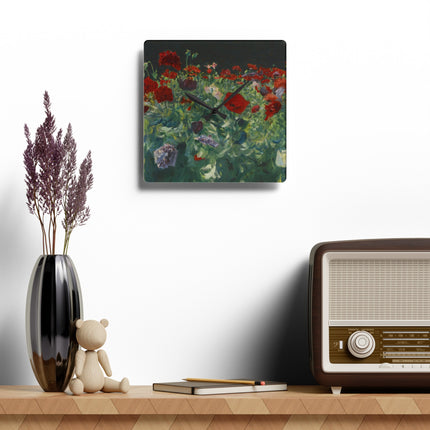 Poppies (A Study of Poppies for Carnation, Lily, Lily, Rose) by John Singer Sargent Acrylic Wall Clock, Round and Square