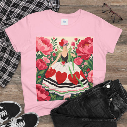 ❤️🌸 The Heart Garden Cotton Tee – Art Deco Floral Romance