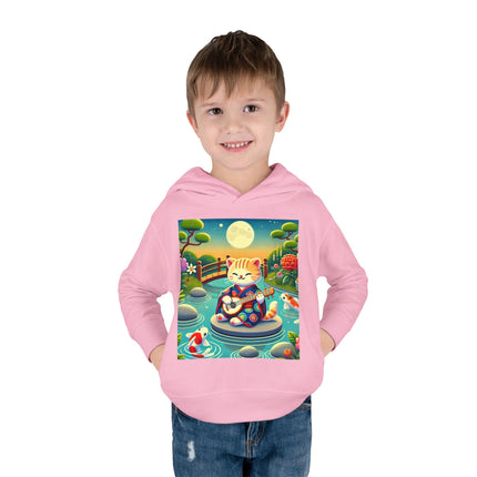 Melodic Kitten by the Koi Pond Toddler Pullover Fleece Hoodie
