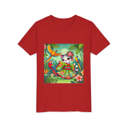 Parrot Dance of the Geisha Kitten Youth Short Sleeve Tee