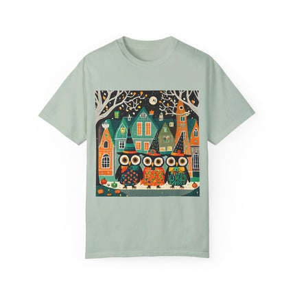 Night of the Trick-or-Treating Owlets Unisex Garment-Dyed T-shirt