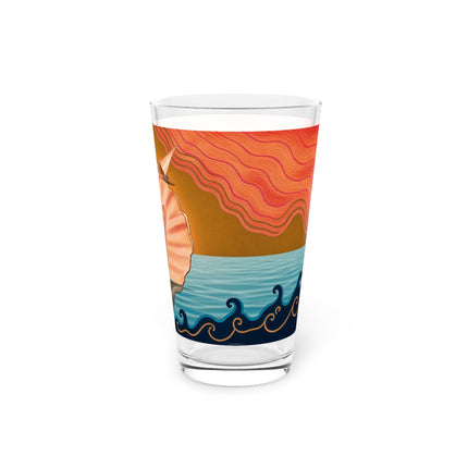 🐚⛵ The Lady Of The Pearl Shell Pint Glass – Art Deco Seaside Fantasy