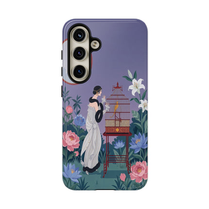 🌸🐦 The Lady Of The Garden Birdcage Phone Case – Art Deco Floral Elegance