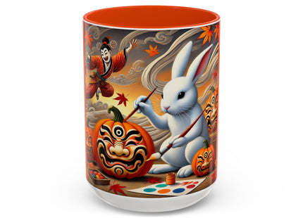 Halloween Rabbit’s Kabuki Jack-o’-Lanterns Colorful Mugs (11oz, 15oz)