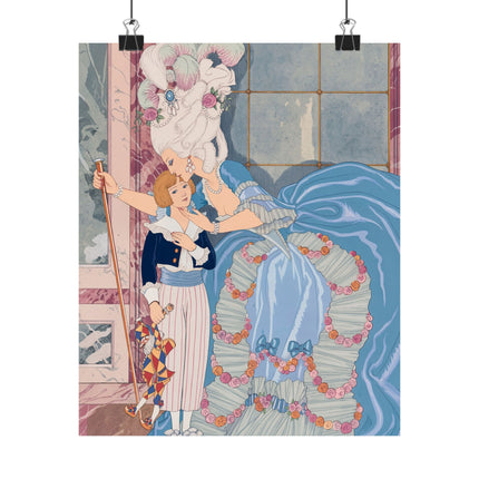 🌹💙 Madame De Sabran Matte Vertical Poster – George Barbier Art Deco Aristocratic Elegance