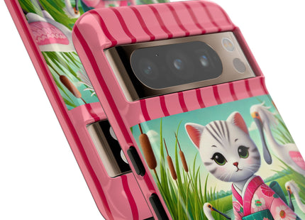 Geisha Kitten Strolls Among the Spoonbills Phone Cases