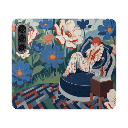 🌺🪞 The Lady Of The Grand Flower Salon Flip Case – Art Deco Floral Elegance