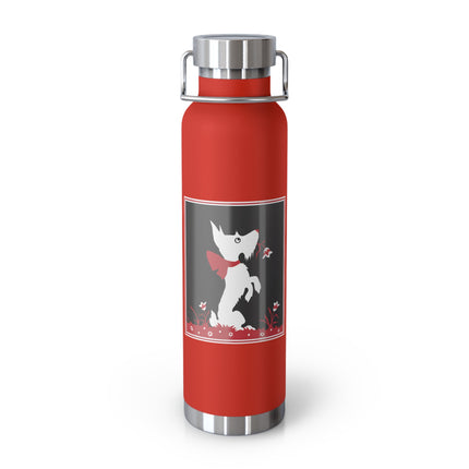 The Enchanting White Terrier with a Red Bow Copper Vacuum Insulated Bottle, 22 oz