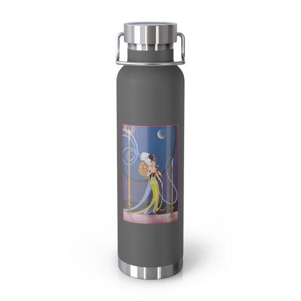 Smoke and Secrets: A Glamorous Encounter in Prohibition Era Copper Vacuum Insulated Bottle, 22oz