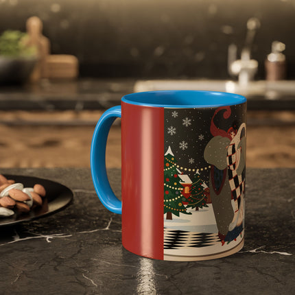 ❄️✨ The Winter Couture Promenade Colorful Mug – Art Deco Holiday Elegance