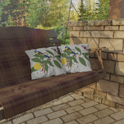 Blue Tit & Butterfly Outdoor Pillows – Spring Harmony & Delicate Beauty