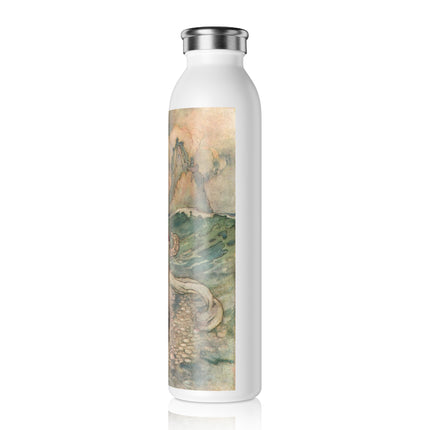 Rita Rides on the Dolphin by Warwick Goble Slim Water Bottle