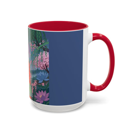 The Lady Of The Cherry Blossoms Colorful Mugs – Art Deco Spring Elegance