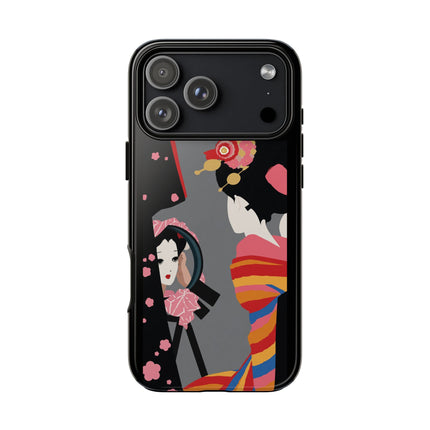 Geisha Mirror Phone Case – Elegant Reflection & Timeless Beauty