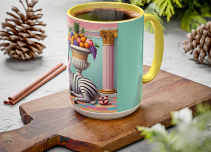Still Life with Zebra, Fruit, and Pink Columns Colorful Mugs (11oz, 15oz)