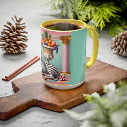 Still Life with Zebra, Fruit, and Pink Columns Colorful Mugs (11oz, 15oz)