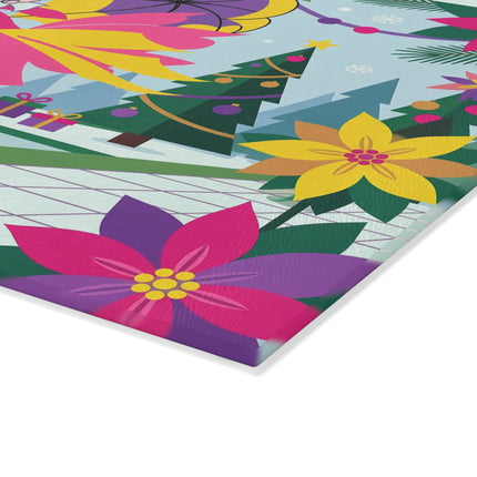 🌂✨ The Lady Of The Enchanted Christmas Garden Glass Cutting Board – Art Deco Holiday Fantasy