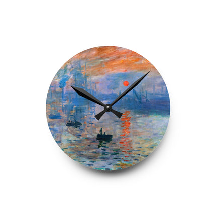 Sunrise by Claude Monet Acrylic Wall Clock, Round and Square