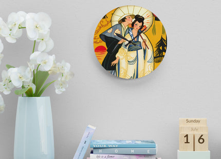 Golden Embrace Acrylic Wall Clock