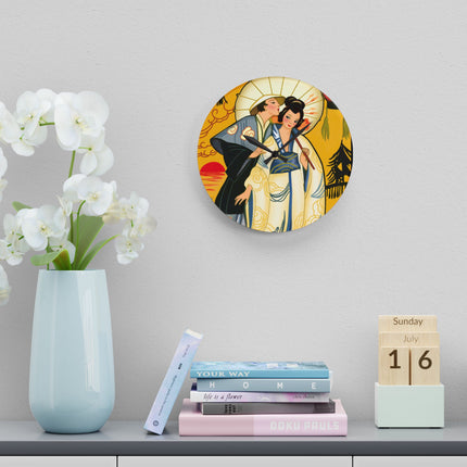 Golden Embrace Acrylic Wall Clock